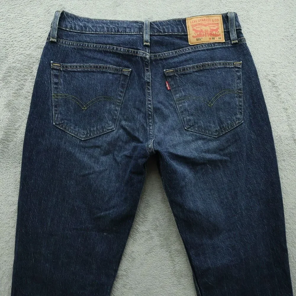 Levi's Jeans Mens 32x32 Blue 511 Slim Straight Flexible Denim Dark Wash